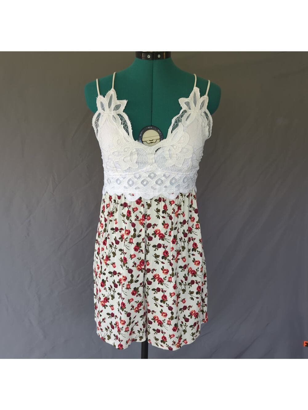 Vine & Valley Floral Lace Cottagecore Romper Large Fairycore Garden Party